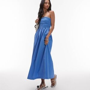 Topshop Bandeau Poplin Mix Maxi Dress